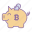 bitcoin, cash, cryptocurrency, penny, piggy bank, save money, wallet 