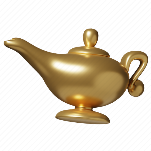 Genie lamp, magic, lamp, aladdin, wishes, arabic, islamic 3D illustration - Download on Iconfinder
