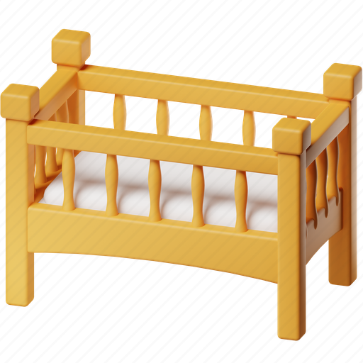 Crib, bed, cradle, baby bed, baby shower, mother-to-be, newborn 3D illustration - Download on Iconfinder
