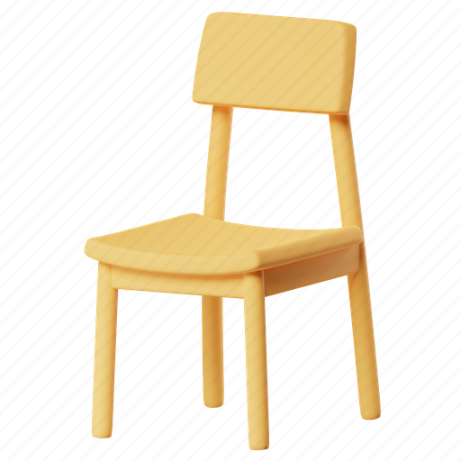 Chair, seat, wood, desk, wooden, furniture, interior 3D illustration - Download on Iconfinder