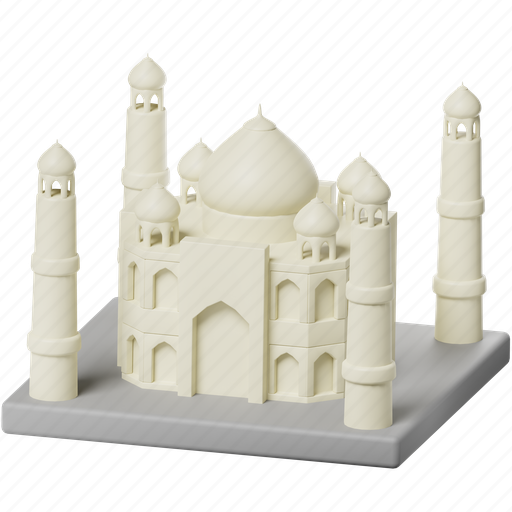 Taj mahal, india, monument, landmark, architecture, building 3D illustration - Download on Iconfinder