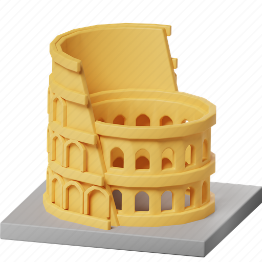 Colosseum, roma, italia, monument, landmark, architecture, building 3D illustration - Download on Iconfinder