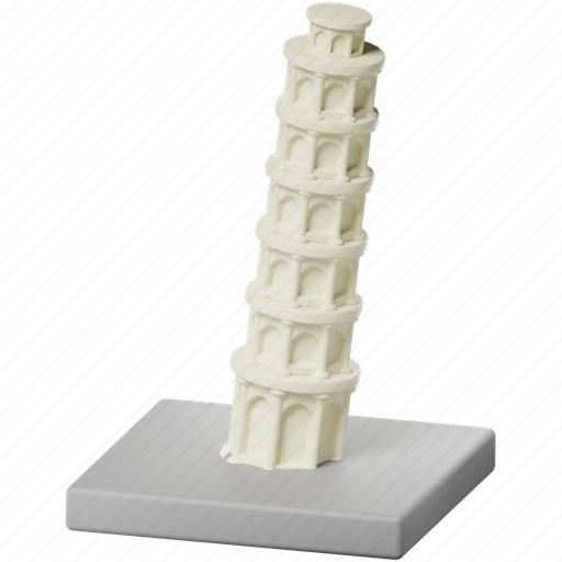 Leaning tower of pisa, pisa tower, pisa italy, monument, landmark, architecture, building 3D illustration - Download on Iconfinder