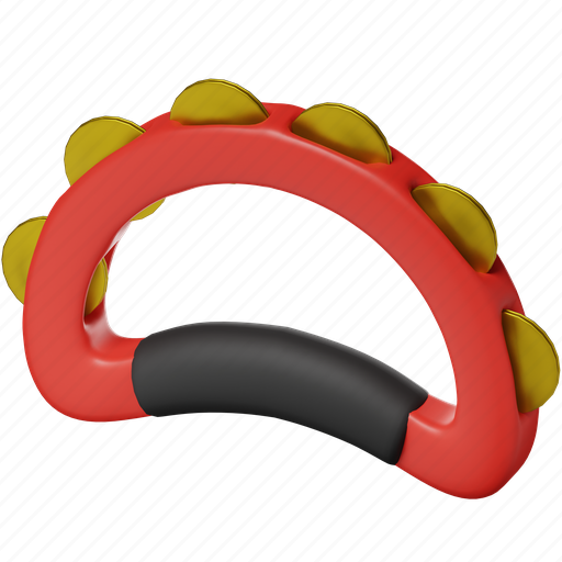Tambourine, percussion, rhythm, jingle, drum, music instrument, musical 3D illustration - Download on Iconfinder