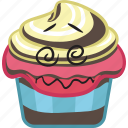 cartoon, cupcake, dessert, emoji, smiley, sweet