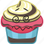 cartoon, cupcake, dessert, emoji, smiley, sweet 