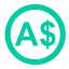 australian, dollar, coin, finance, banking, euro, yen 