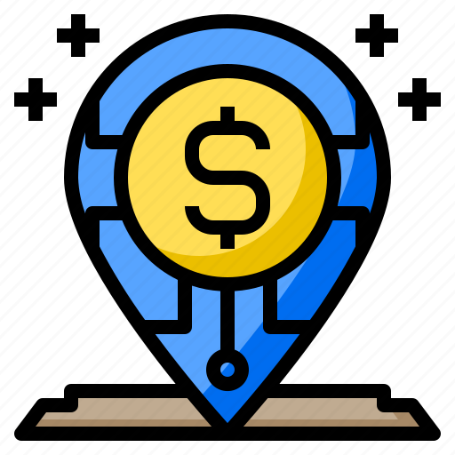 Pin, address, digital, dollar, currency icon - Download on Iconfinder