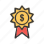 badge, banking, currency, dollar, money, sign 