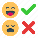 emoticon, approved, and, rejected, emoji, face, emotion