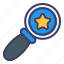 search, star, review, feedback, find, magnifier 