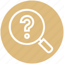 common question, faq, find, magnifier, question mark, search, service