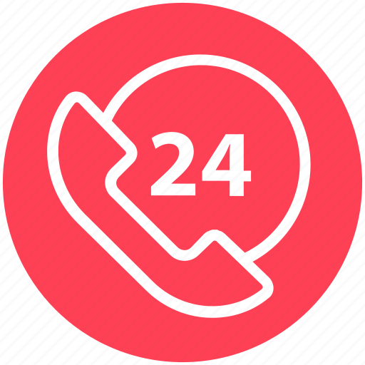 24 hours, 24 hours support, call, customer service, receiver, telephone, vintage icon - Download on Iconfinder