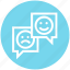 chatting, comment, customer service, happy, sad, service, support 