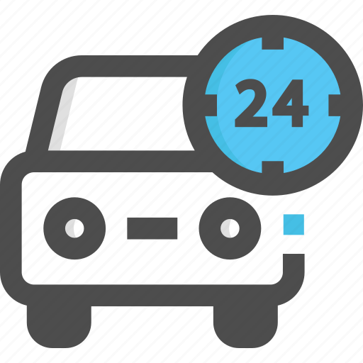 Car, 24 hours, customer service icon - Download on Iconfinder