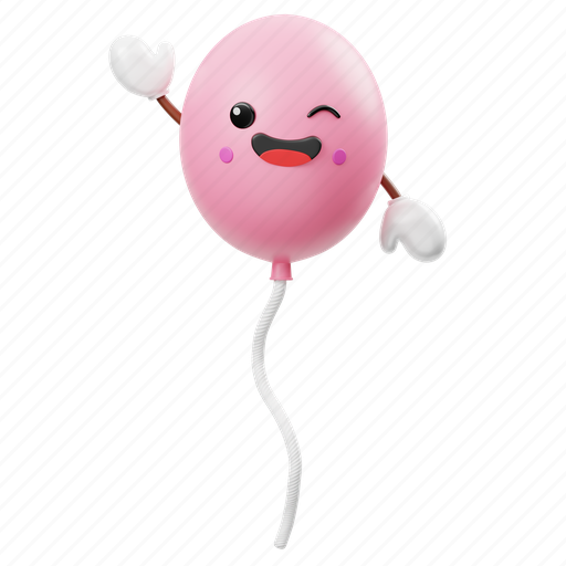 Cute, balloon, emoticon, emoji, smile, birthday, decoration 3D illustration - Download on Iconfinder
