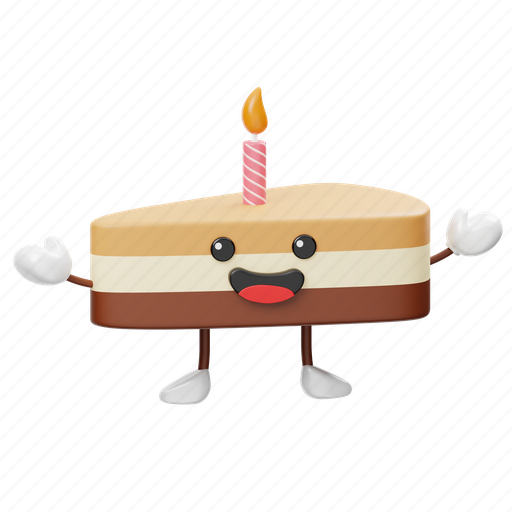 Cute, cake, slice cake, birthday, face, cartoon, emoji 3D illustration - Download on Iconfinder