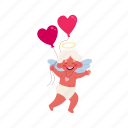 balloons, happy, cute, cupid, flat, icon, holiday, heart, relationship