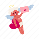 letter, angel, cute, cupid, flat, icon, holiday, heart, relationship