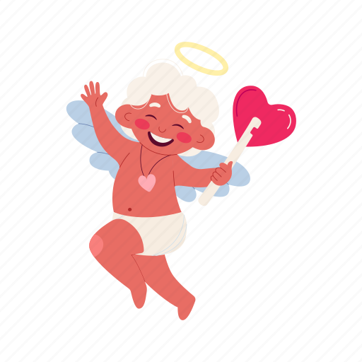 Balloon, angel, cute, cupid, flat, icon, holiday icon - Download on Iconfinder