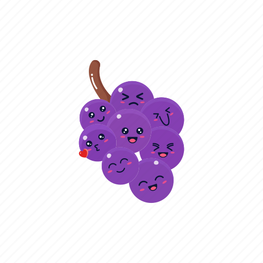 Cute, fruit, set, collection, grapes, healthy, wine icon - Download on Iconfinder