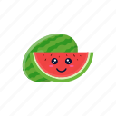 cute, fruit, set, watermelon, fresh, healthy, juice