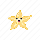 cute, fruit, set, collection, star fruit, healthy, vegetable