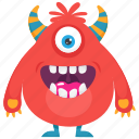 furry fuzzy monster, halloween cartoon, monster, monster character, one eyed monster