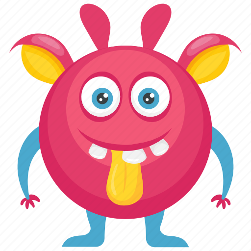 Beast, demon, furry round monster, monster character, pink monster icon - Download on Iconfinder