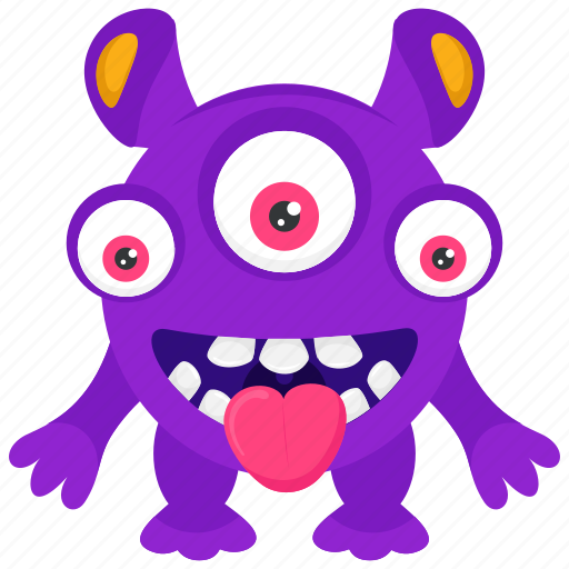 Alien monster, cartoon character, monster creature, three-eyed monster, zombie monster icon - Download on Iconfinder
