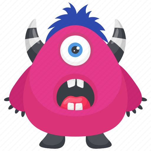 Frightening monster, mascot, one eye monster, pink mascot monster, pink monster icon - Download on Iconfinder