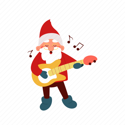 Funny, santa, claus, flat, icon, play, guitar icon - Download on Iconfinder