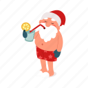 funny, santa, claus, flat, icon, drink, face, cocktail, equipment