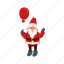 funny, santa, claus, flat, icon, balloon, red, hobby, surprise 