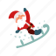 funny, santa, claus, flat, icon, sleigh, transport, winter, holiday 