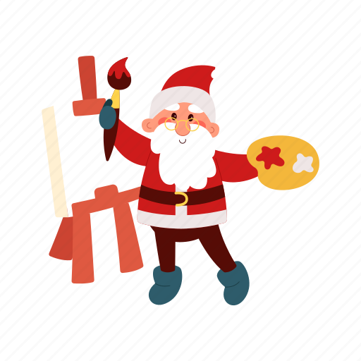 Funny, santa, claus, flat, icon, drawing, easel icon - Download on Iconfinder