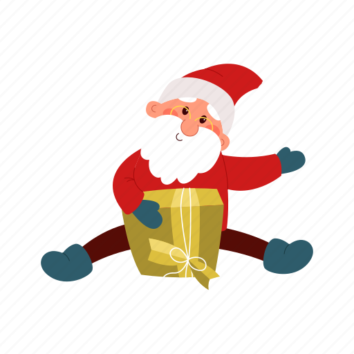 Unpacking, flat, icon, present, box, funny, santa icon - Download on Iconfinder