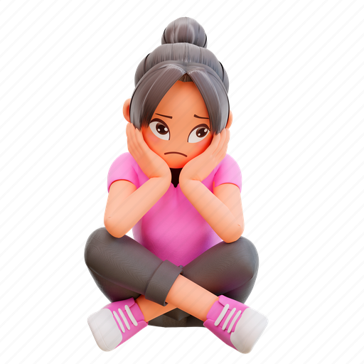 Cute, girl, woman, female, avatar, face, emoticon 3D illustration - Download on Iconfinder