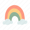 rainbow, cute, cartoon, cloud, trendy
