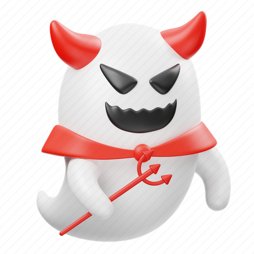 Devil, ghost, halloween, horror, character, cute ghost, expression 3D illustration - Download on Iconfinder
