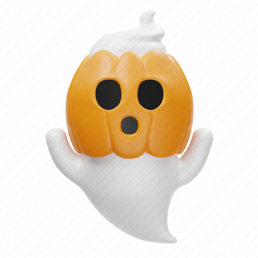 Pumpkin, ghost, halloween, horror, character, cute ghost, expression 3D illustration - Download on Iconfinder