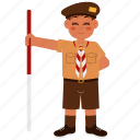 boy, scout, kid, character, person, expression, school, happy, student