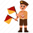 cute, boy, flag, kid, character, scout, education, school, student