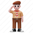 happy, boy, scout, saluting, child, person, kid, face, cartoon 