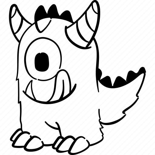 Monsters, bw, monster, cute, horn, beast, character icon - Download on Iconfinder