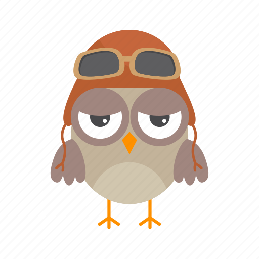 Aviator, hat, glasses, flat, icon, owl, funny icon - Download on Iconfinder