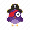 pirate, hat, accessory, flat, icon, owl, funny, element, bird