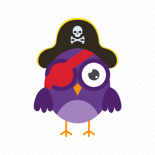 Pirate, hat, accessory, flat, icon, owl, funny icon - Download on Iconfinder