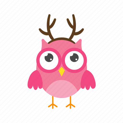 Flat, icon, owl, funny, element, reindeer, antlers icon - Download on Iconfinder