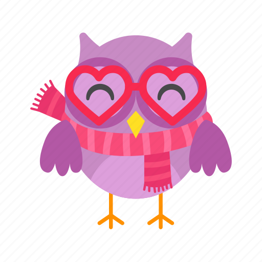 Glasses, warm, scarf, flat, icon, owl, funny icon - Download on Iconfinder